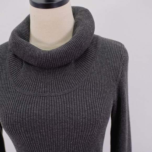 Calvin Klein Gray Rolled Neck Small Sweater Long Sleeve Dress Metallic Spec A-Li - Picture 2 of 7